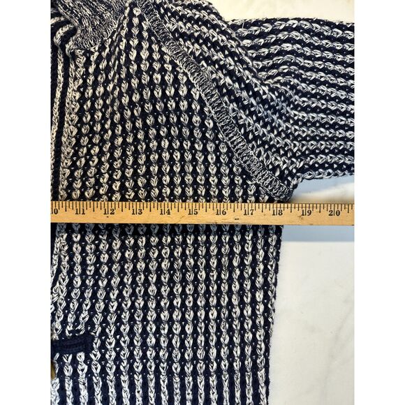 Gap heavyweight knit navy & white sweater cardigan with toggle buttons, size L - Picture 8 of 11